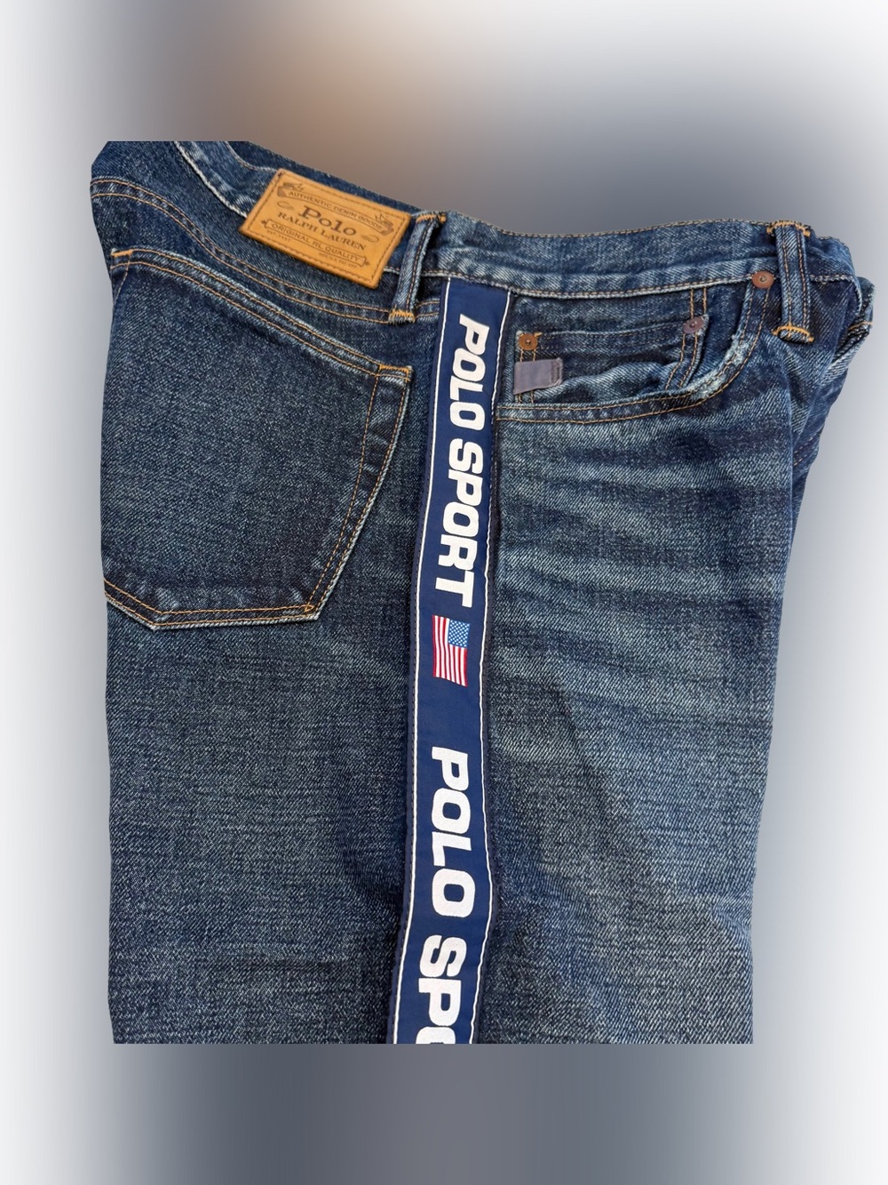 Ralph Lauren Men’s Varick Straight Jeans logo Flag Ribbon Seams Sz 32x32 NEW